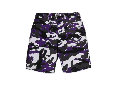 A BATHING APE Glitch Woodland Camo Shorts "Purple"