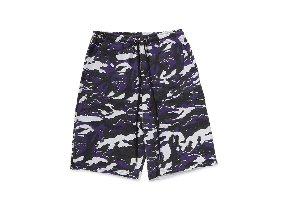 A BATHING APE Glitch Woodland Camo Double Knee Relaxed Fit Sweat Shorts "Purple"