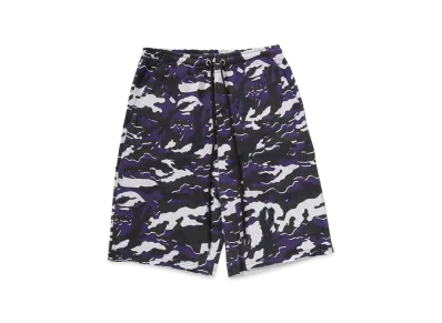 A BATHING APE Glitch Woodland Camo Double Knee Relaxed Fit Sweat Shorts "Purple"