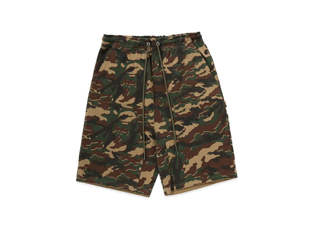 A BATHING APE Glitch Woodland Camo Double Knee Relaxed Fit Sweat Shorts "Green"