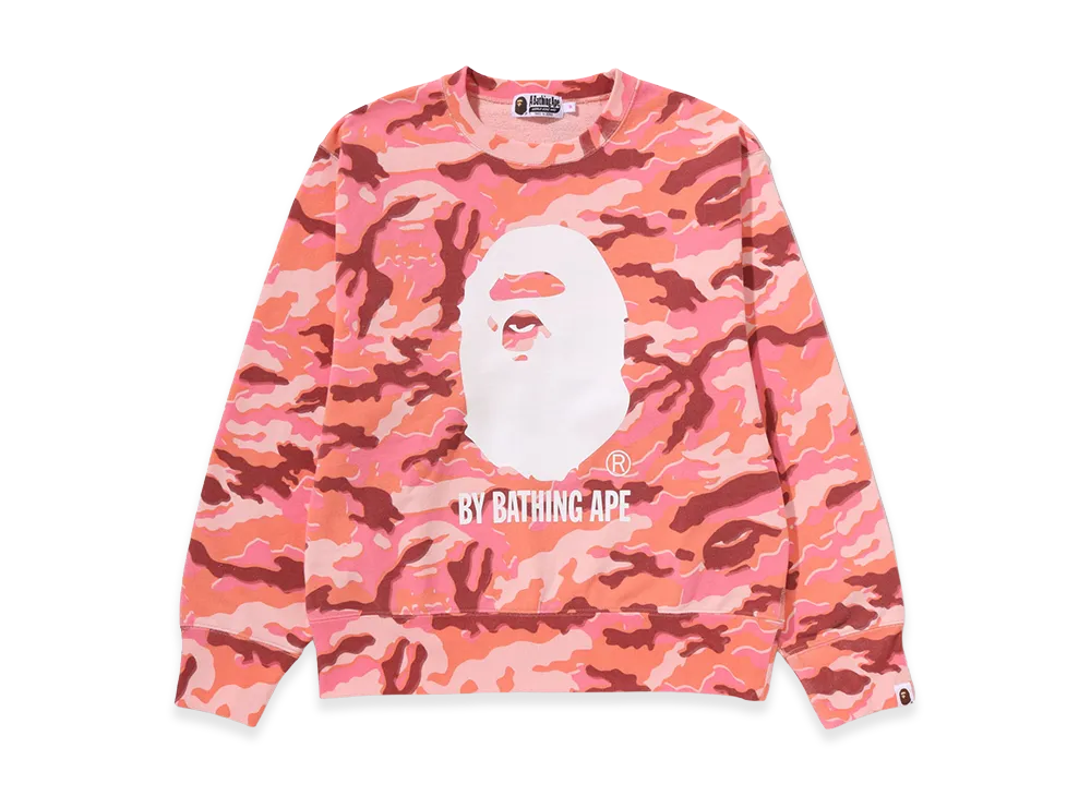 A BATHING APE Women's Glitch Woodland Camo By Bathing Ape Crewneck Sweatshirt "Pink"