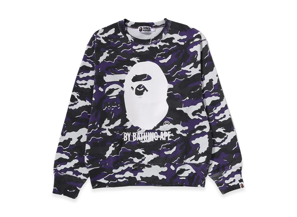 A BATHING APE Women's Glitch Woodland Camo By Bathing Ape Crewneck Sweatshirt "Purple"