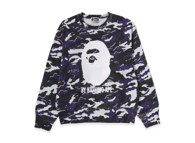 A BATHING APE Women's Glitch Woodland Camo By Bathing Ape Crewneck Sweatshirt "Purple"