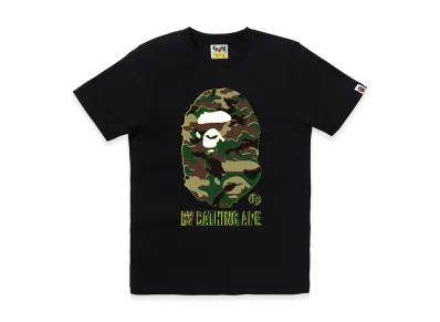 A BATHING APE Women's Glitch Woodland Camo By Bathing Ape Tee "Black/Purple"