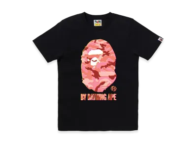 A BATHING APE Women's Glitch Woodland Camo By Bathing Ape Tee "Black/Pink"