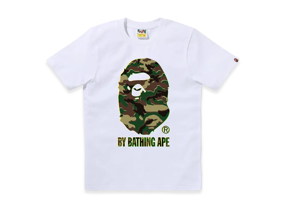 A BATHING APE Women's Glitch Woodland Camo By Bathing Ape Tee "White/Purple"