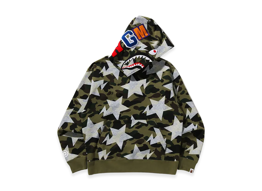 A BATHING APE Shark Cropped Fit Pullover Hoodie "Green"