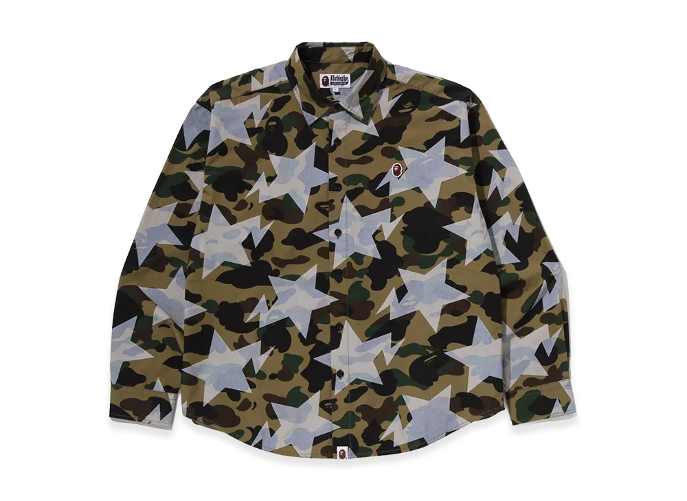 A BATHING APE Poplin LS Shirt "Green"