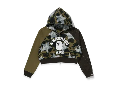 A BATHING APE Women's Crystal Stone College Full Zip Hoodie "Green"