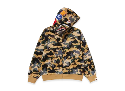 A BATHING APE Mesh Shark Cropped Fit Full Zip Hoodie "Yellow"