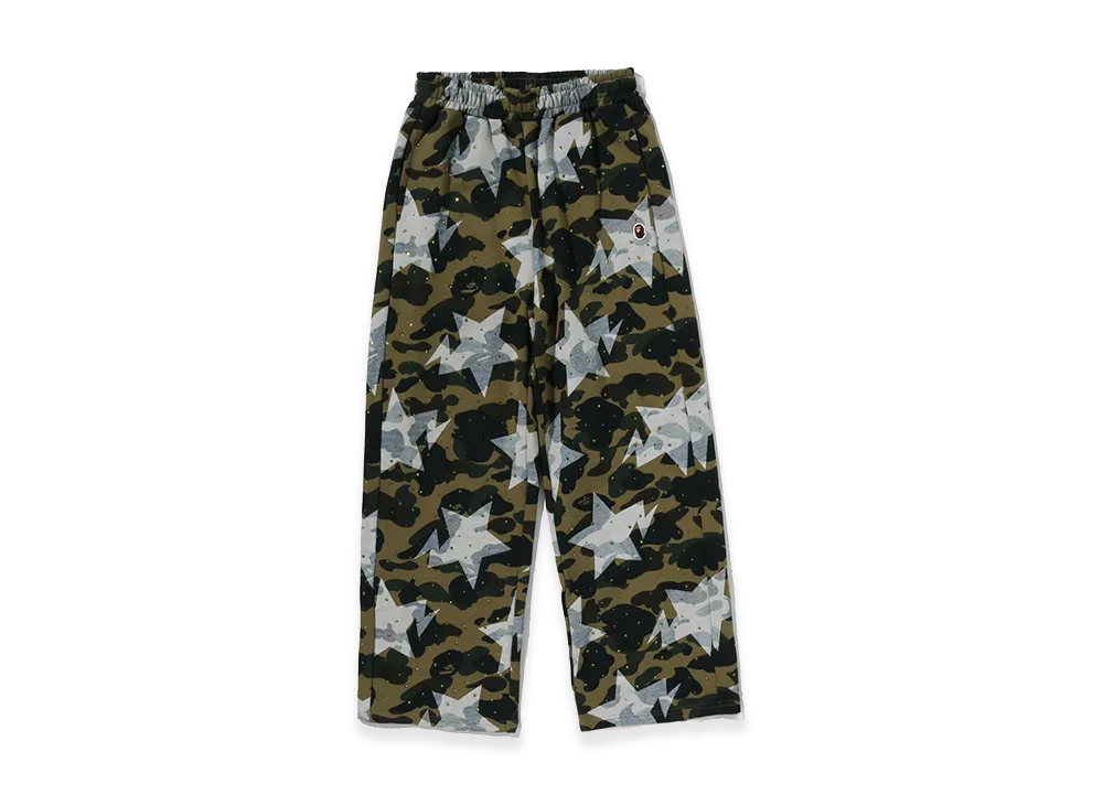 A BATHING APE Women's Crystal Stone Sweat Pants "Green"