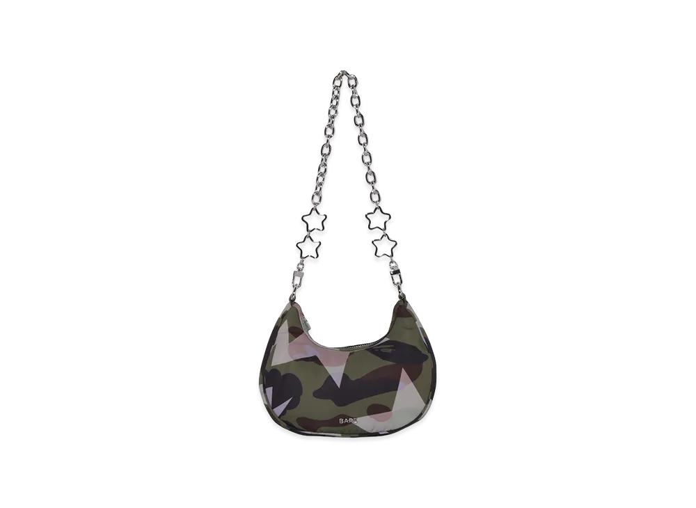 A BATHING APE Women's Quilting Moon Shape Bag "Green"