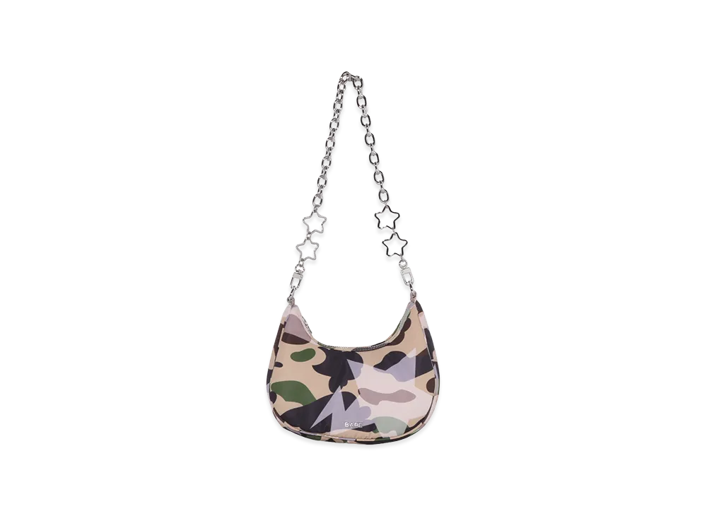 A BATHING APE Women's Quilting Moon Shape Bag "Yellow"