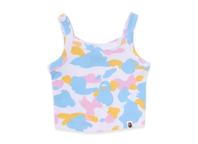 A BATHING APE Women's Cropped Rib Tank Top "White"