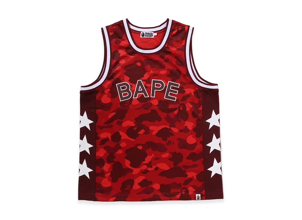 A BATHING APE Mesh Multi Logo Relaxed Fit Tank Top "Red"