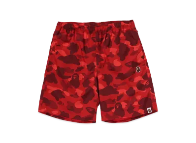 A BATHING APE Ape Head One Point Beach Shorts "Red"