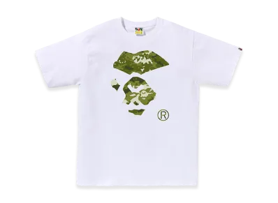 A BATHING APE Multi Pixel Camo Mad Ape Face Tee "White/Green"