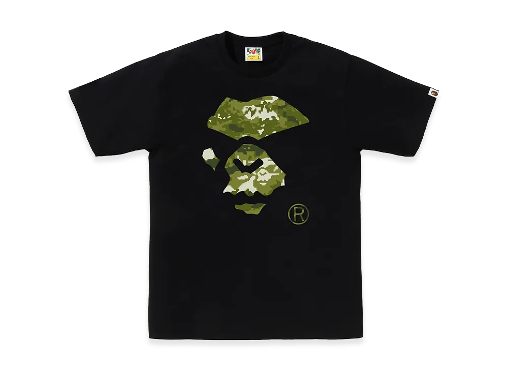 A BATHING APE Multi Pixel Camo Mad Ape Face Tee "Black/Green"