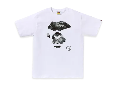 A BATHING APE Multi Pixel Camo Mad Ape Face Tee "White/Black"