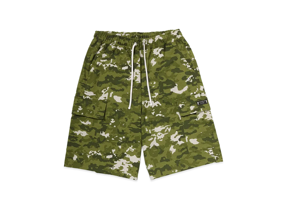 A BATHING APE Multi Pixel Camo Bape Sta Logo Cargo
Relaxed Fit Sweat Shorts "Green"