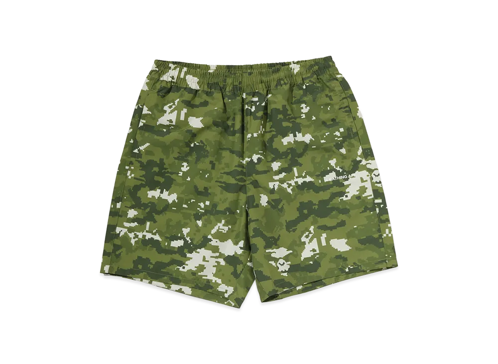 A BATHING APE Multi Pixel Camo Relaxed Fit Beach Shorts "Green"