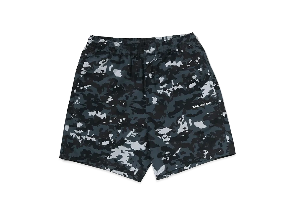 A BATHING APE Multi Pixel Camo Relaxed Fit Beach Shorts "Black"