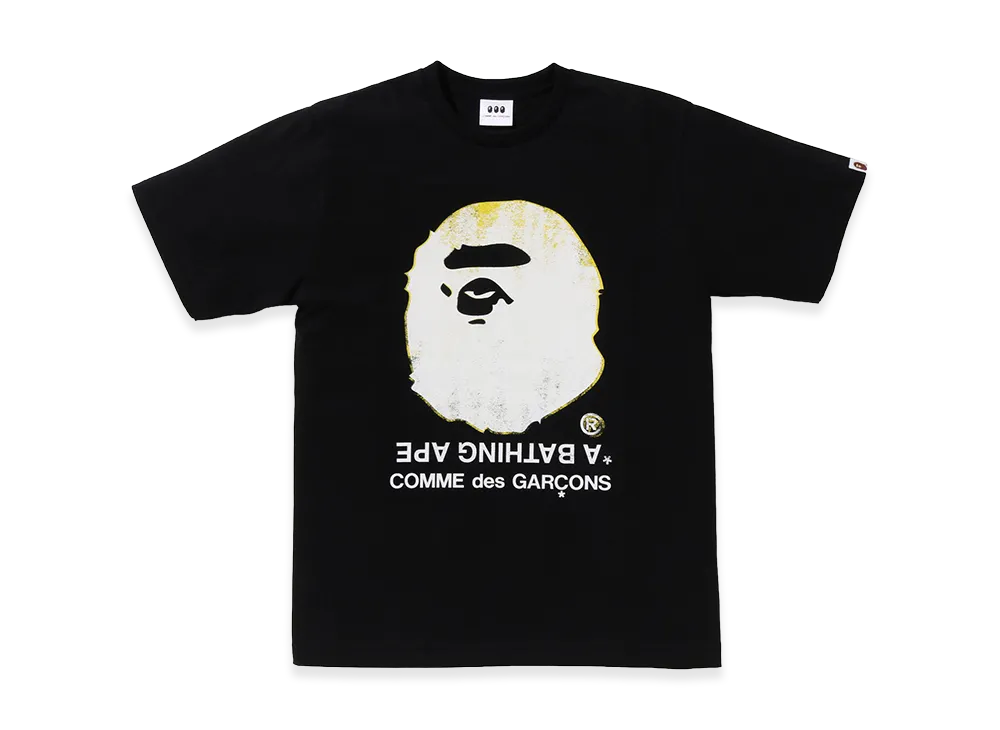 A BATHING APE x COMME des GARCONS Big Ape Head Tee "Black"