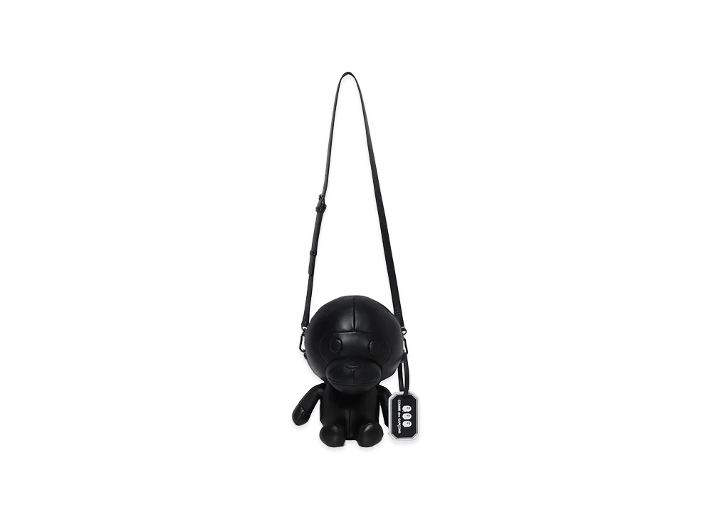 A BATHING APE x COMME des GARCONS Baby Milo Leather Shoulder Bag "Black"