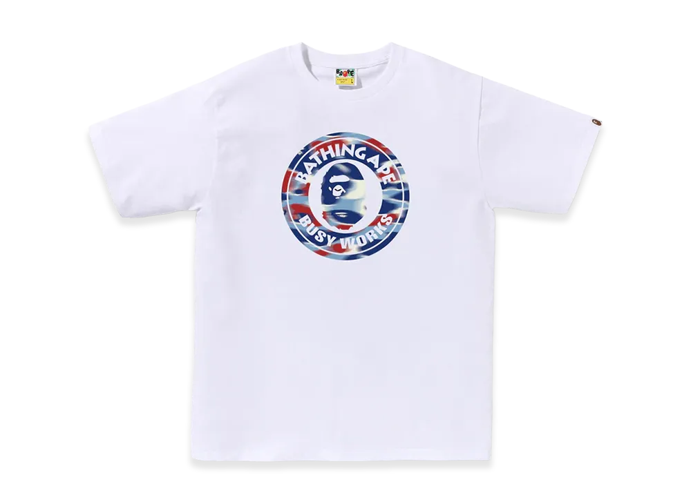 A BATHING APE Screen Camo Busy Works Tee "White/Blue"