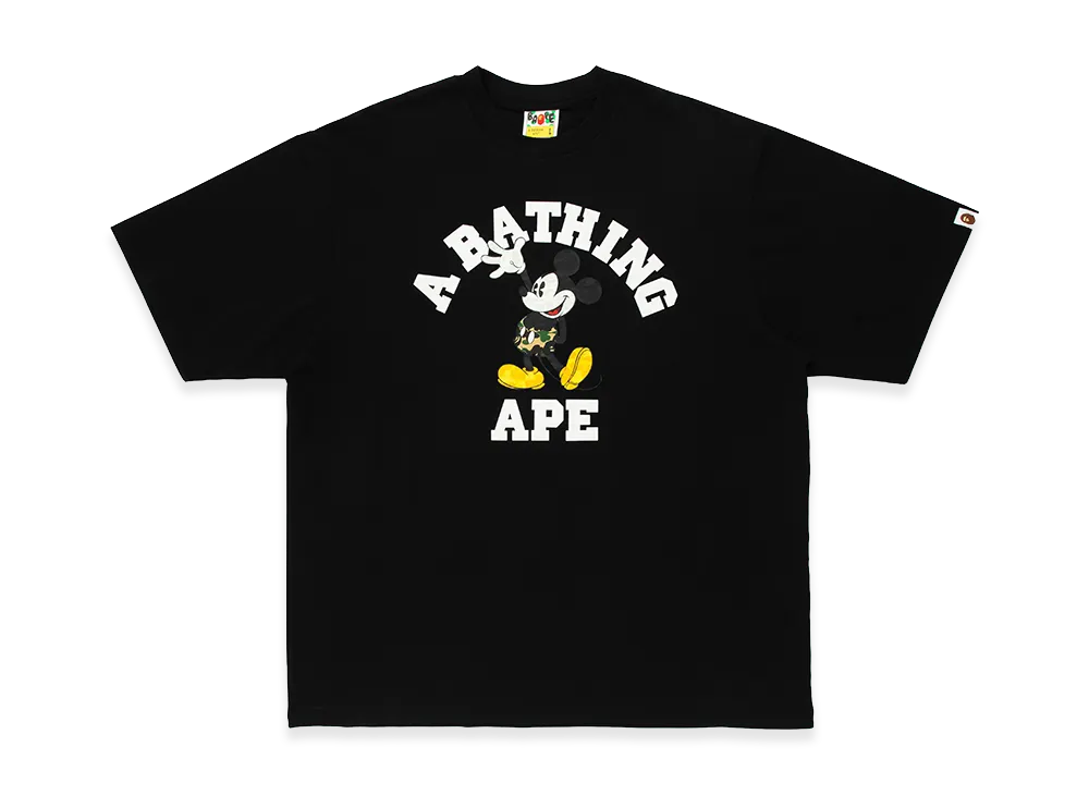 A BATHING APE x Disney Mickey Mouse College Relaxed Fit Tee "Black"