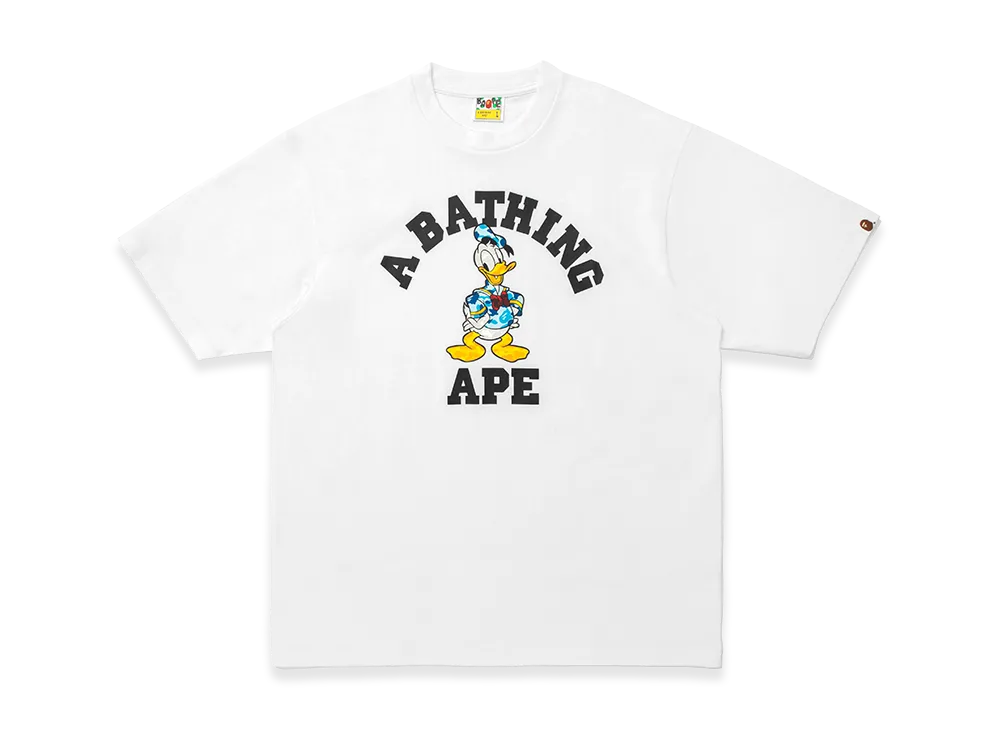 A BATHING APE x Disney Donald Duck College Relaxed Fit Tee "White"