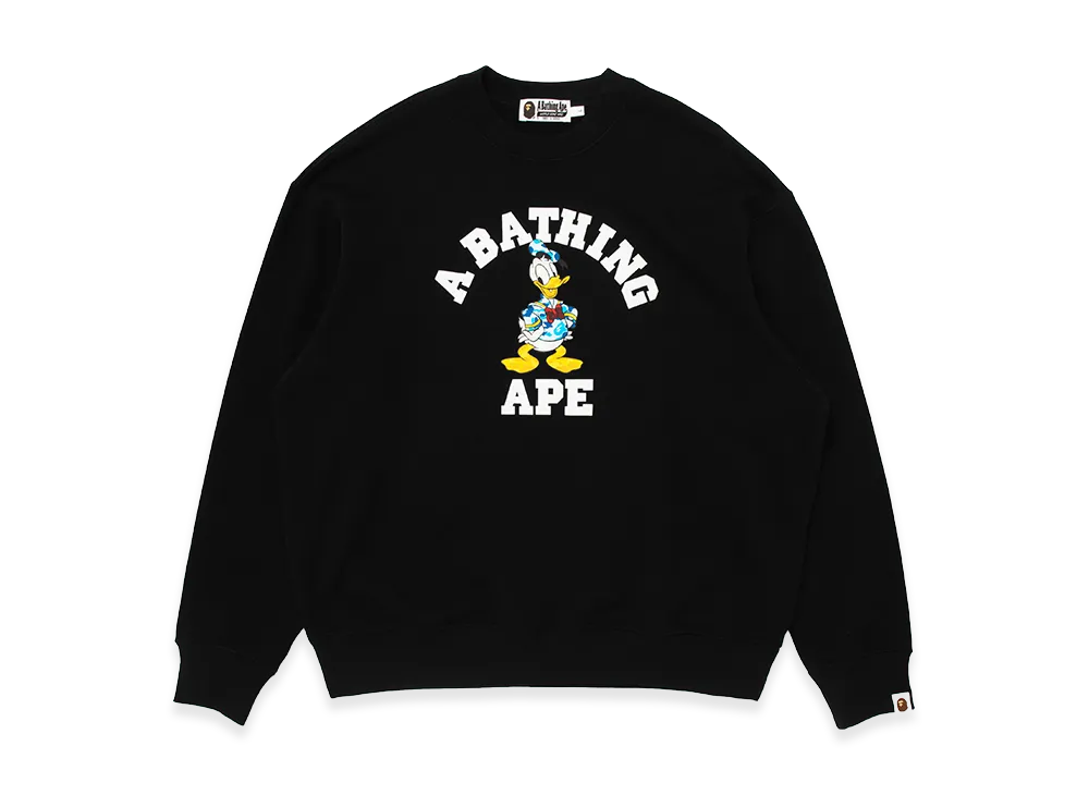 A BATHING APE x Disney Donald Duck College Relaxed Fit Crewneck "Black"