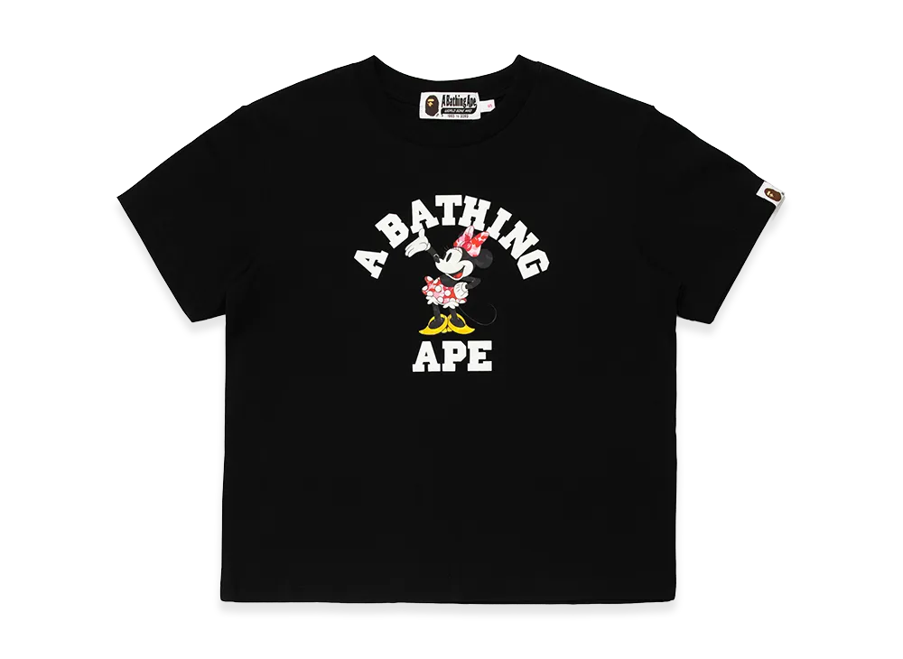 A BATHING APE x Disney Women's Minnie Mouse College Mini Tee "Black"