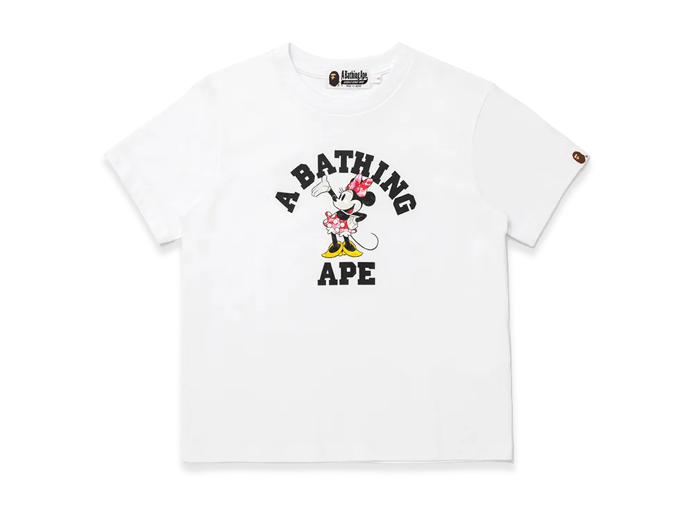 A BATHING APE x Disney Women's Minnie Mouse College Mini Tee "White"
