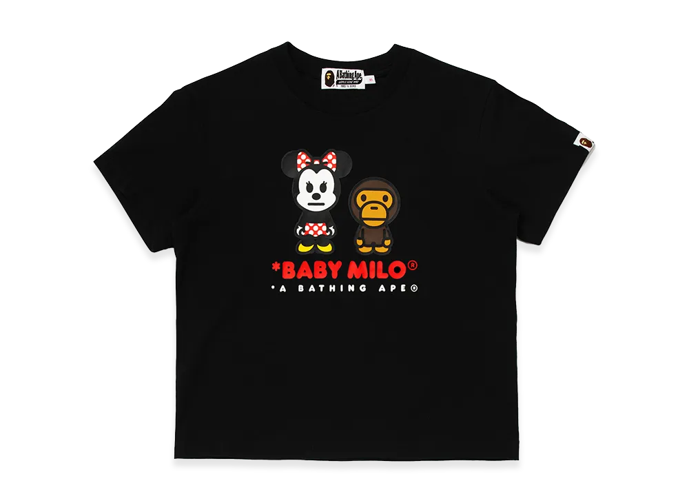 A BATHING APE x Disney Women's Minnie Mouse Baby Milo Mini Tee "Black"