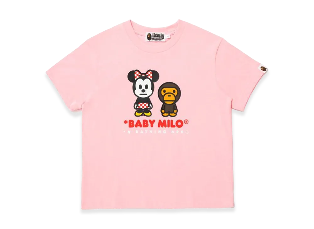 A BATHING APE x Disney Women's Minnie Mouse Baby Milo Mini Tee "Pink"
