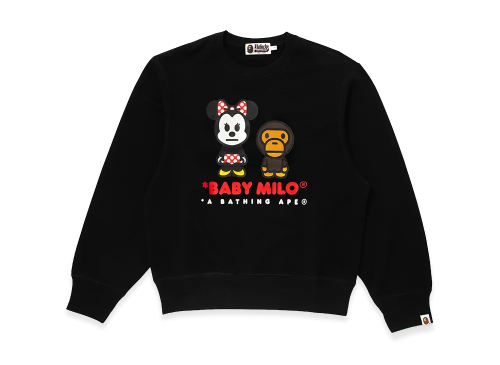 A BATHING APE x Disney Women's Minnie Mouse Baby Milo Crewneck Sweatshirt "Black"