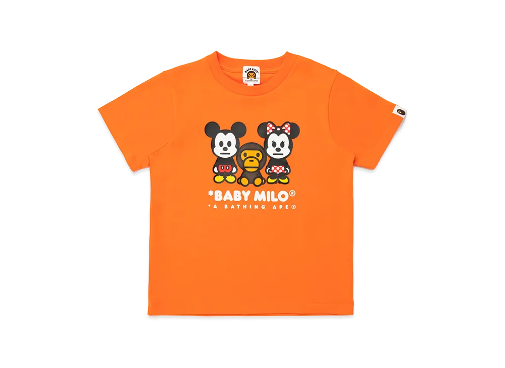 A BATHING APE x Disney Kids Mickey & Minnie Mouse Baby Milo Tee "Orange"