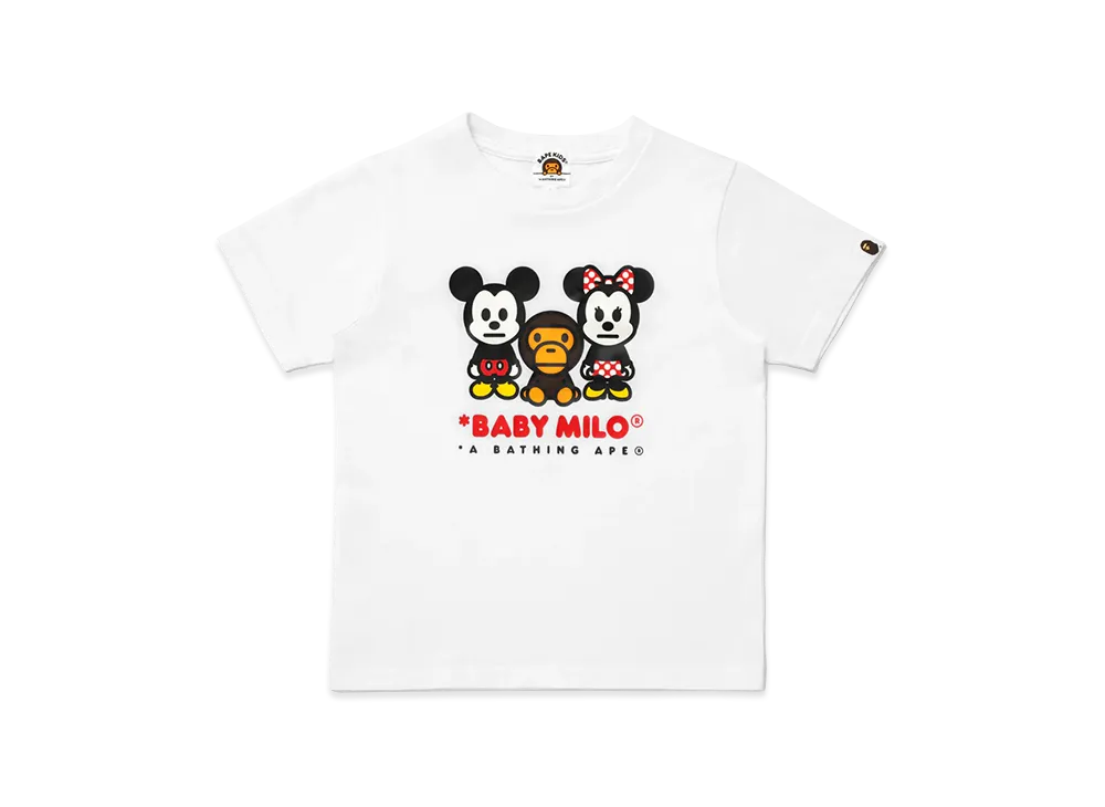 A BATHING APE x Disney Kids Mickey & Minnie Mouse Baby Milo Tee "White"