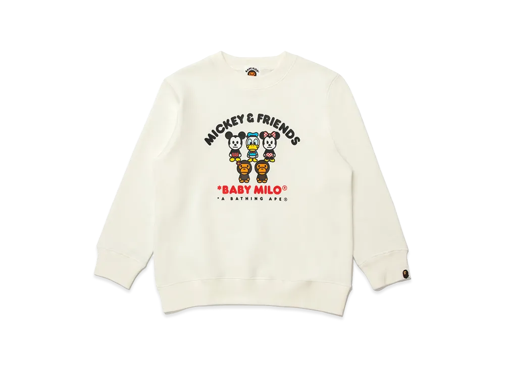 A BATHING APE x Disney Kids Mickey & Friends Baby Milo Crewneck Sweatshirt "Ivory"