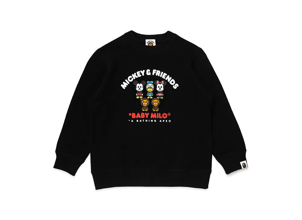 A BATHING APE x Disney Kids Mickey & Friends Baby Milo Crewneck Sweatshirt "Black"