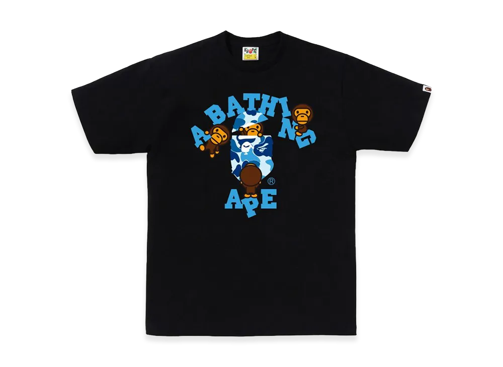 A BATHING APE ABC Camo College Milo Tee "Black/Blue"