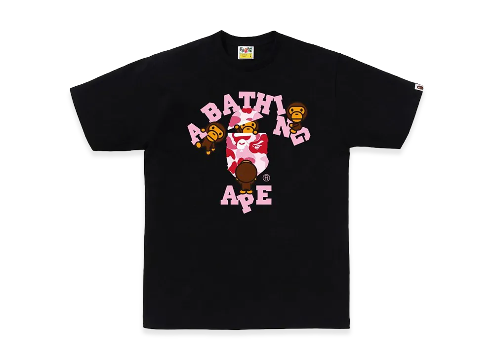 A BATHING APE ABC Camo College Milo Tee "Black/Pink"