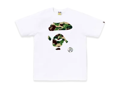 A BATHING APE ABC Camo Ape Face Tee "White/Green"