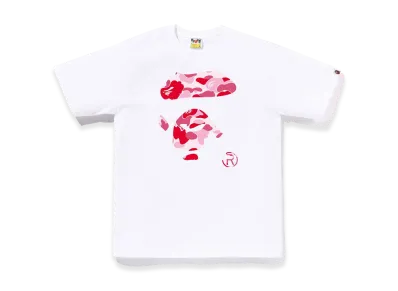 A BATHING APE ABC Camo Ape Face Tee "White/Pink"