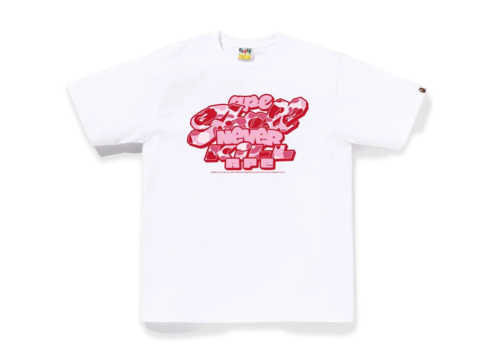 A BATHING APE ABC Camo Toon Asnka Tee "White/Pink"