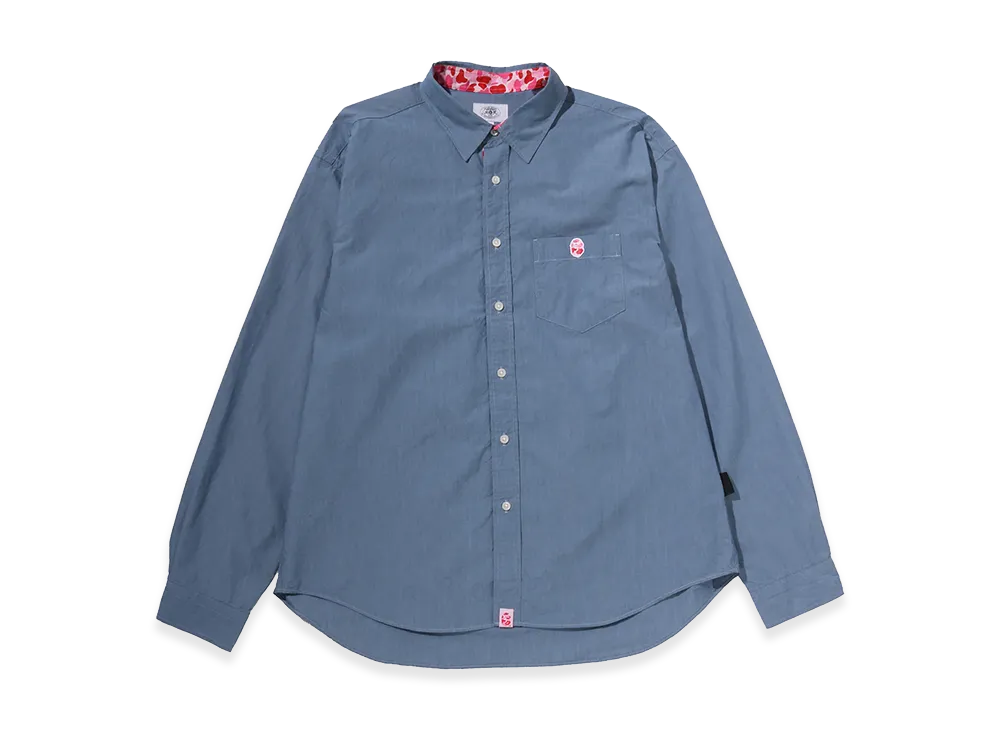 A BATHING APE ABC Camo One Point Relaxed Fit LS Shirts "Sax"
