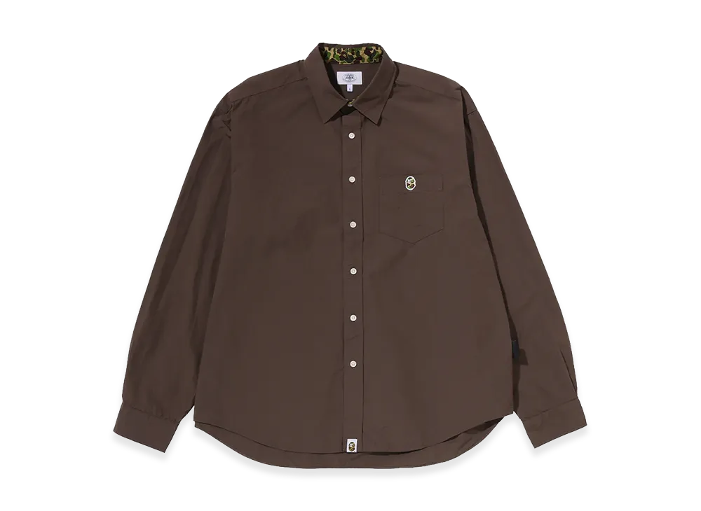 A BATHING APE ABC Camo One Point Relaxed Fit LS Shirts "Brown"