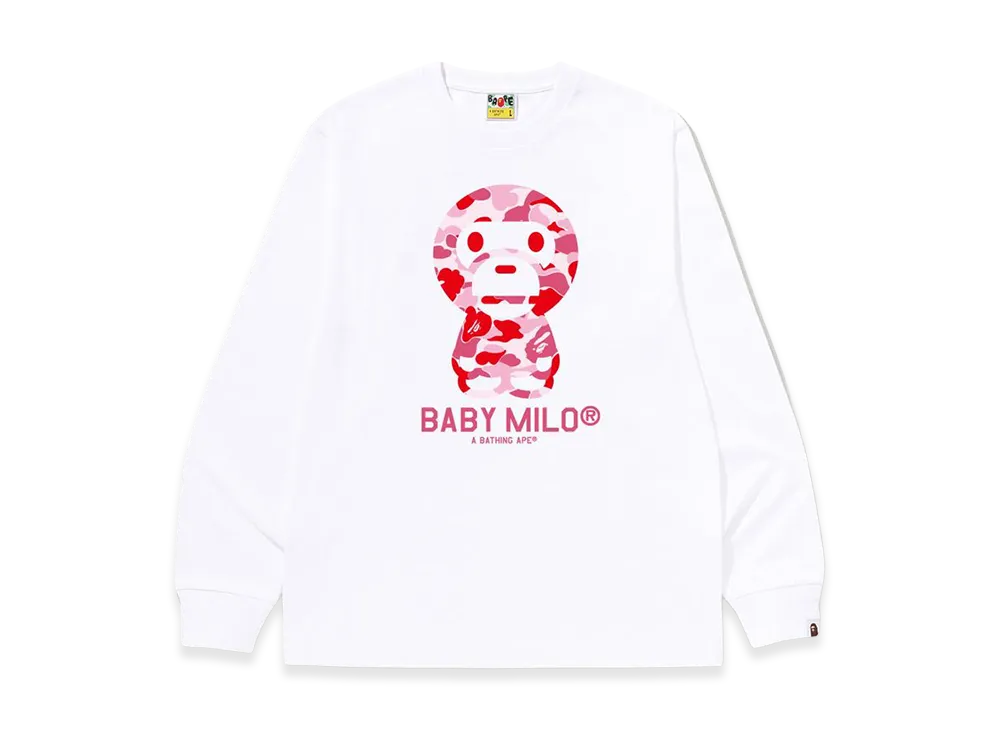 A BATHING APE ABC Camo Baby Milo LS Tee "White/Pink"