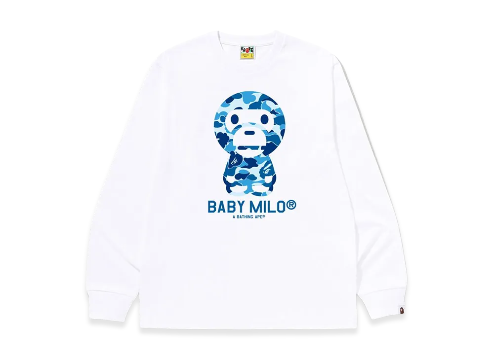 A BATHING APE ABC Camo Baby Milo LS Tee "White/Blue"